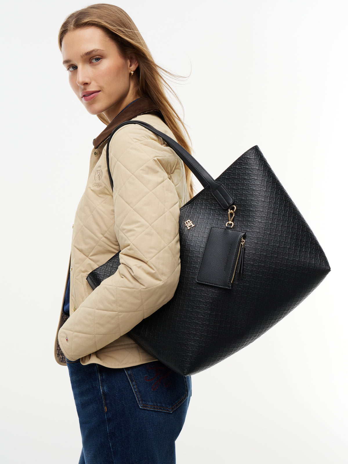 TH Black Mono Tote Bag