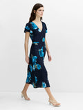 Lara Blue Floral Midi Tea Dress