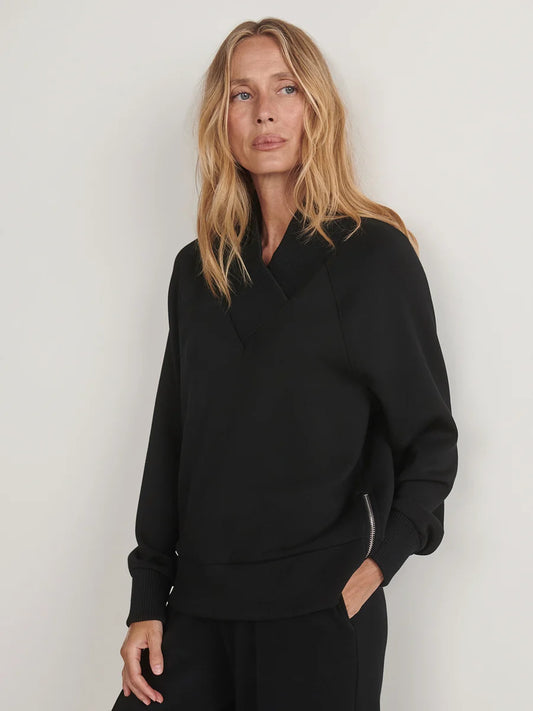 Macie Black Zip-Hem Sweater