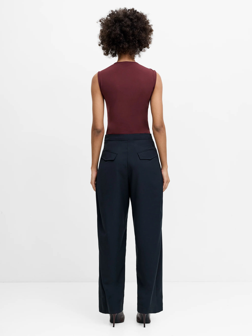 Aira Dark Grey Tailored Pleated Wide Leg Trousers
