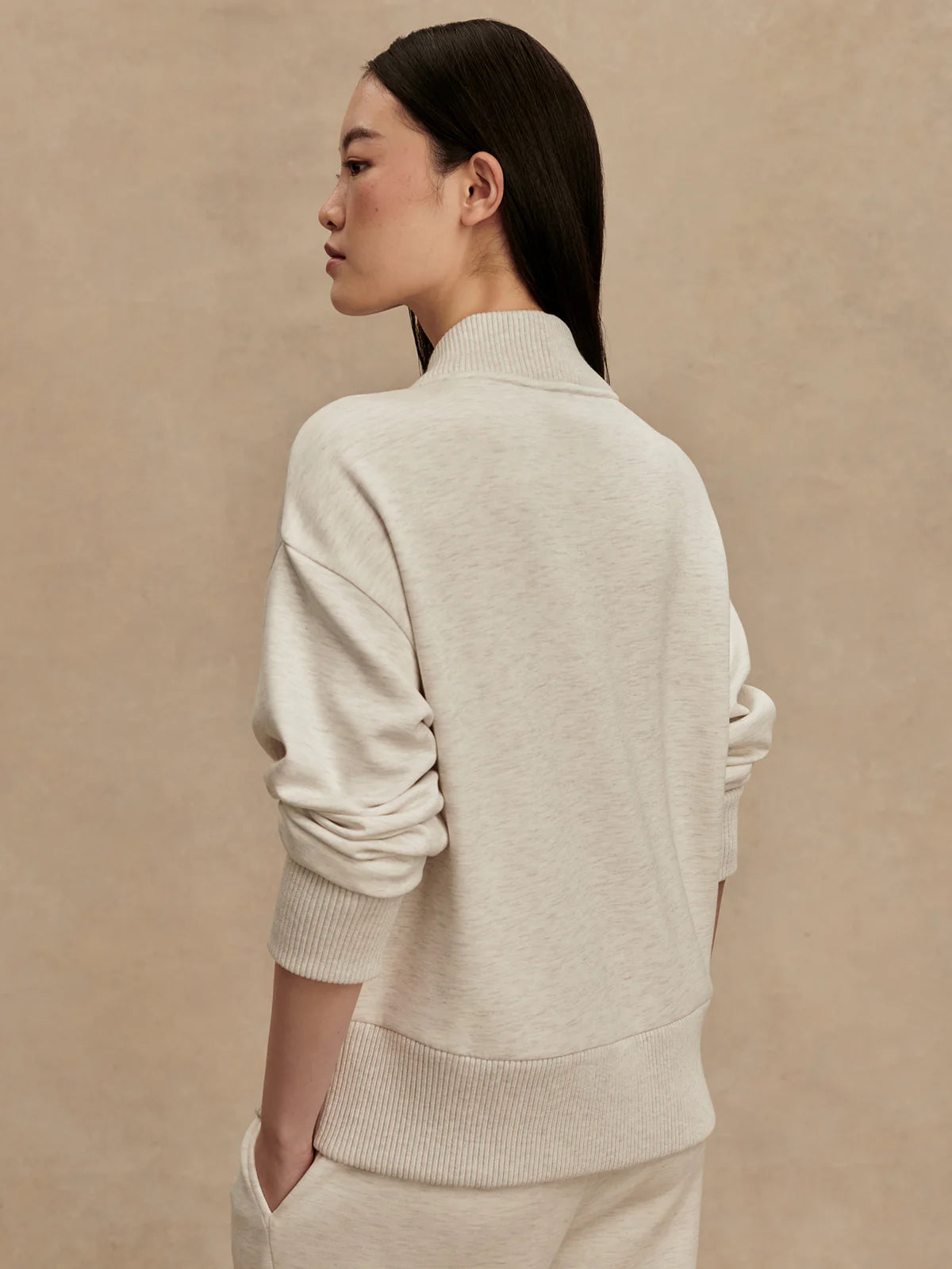 The Sally Ivory Marl Half-Zip Sweat