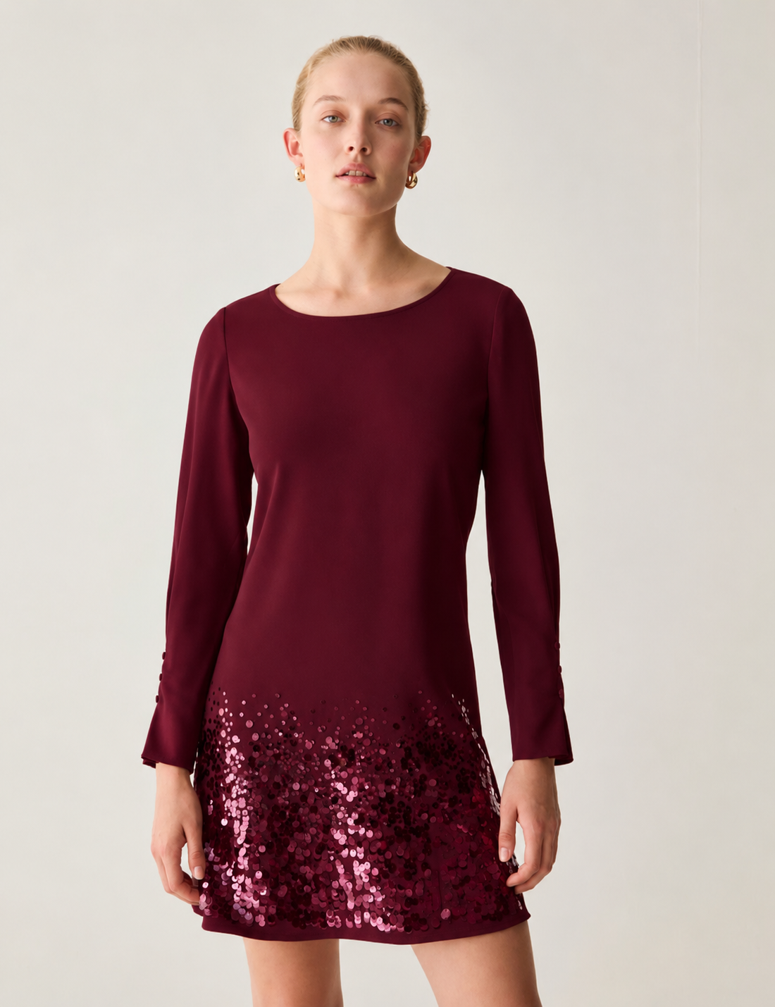 PB Burgundy Sequin Shift Dress