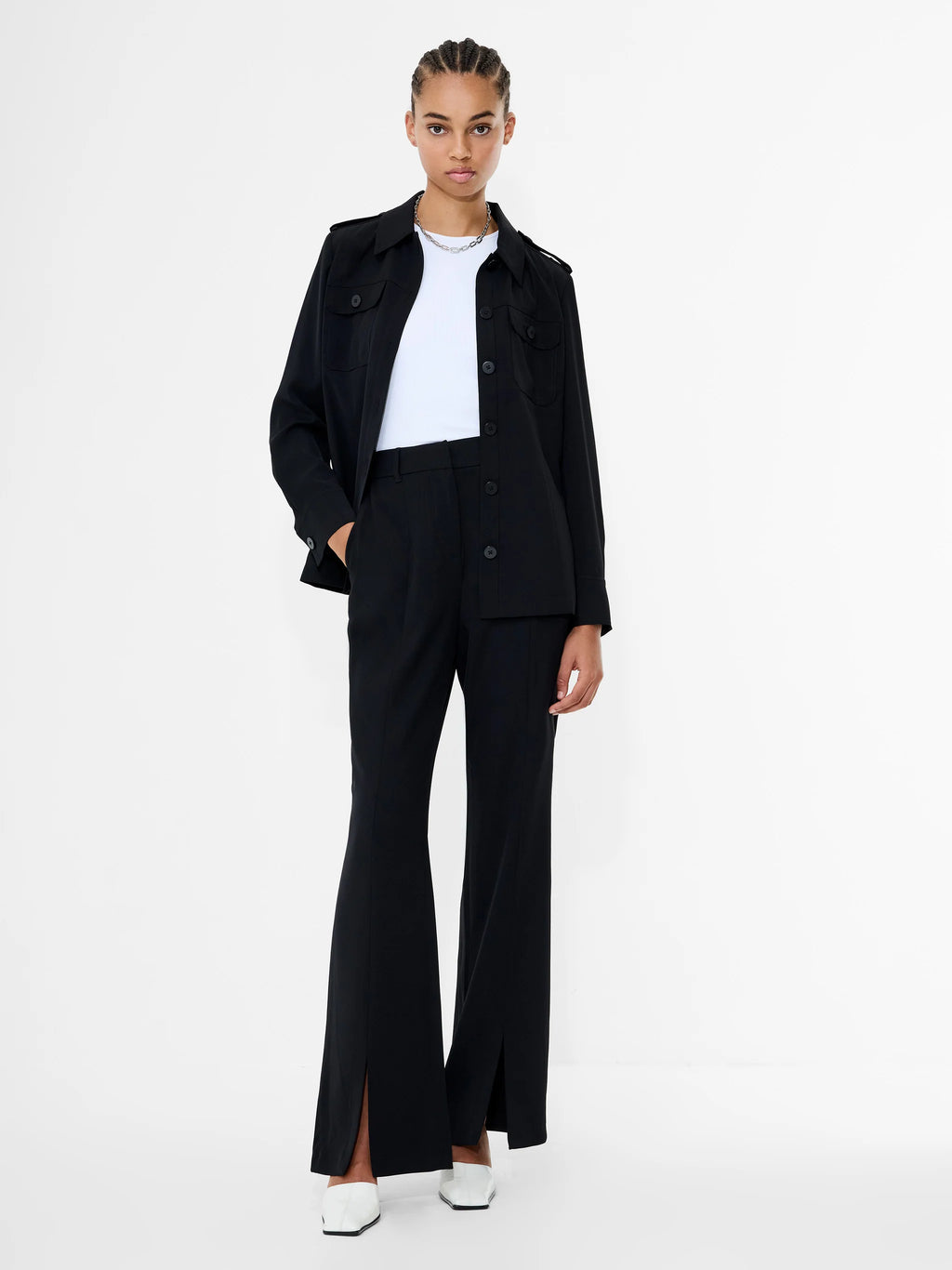 Vinnie Black Tailored Slit Trousers
