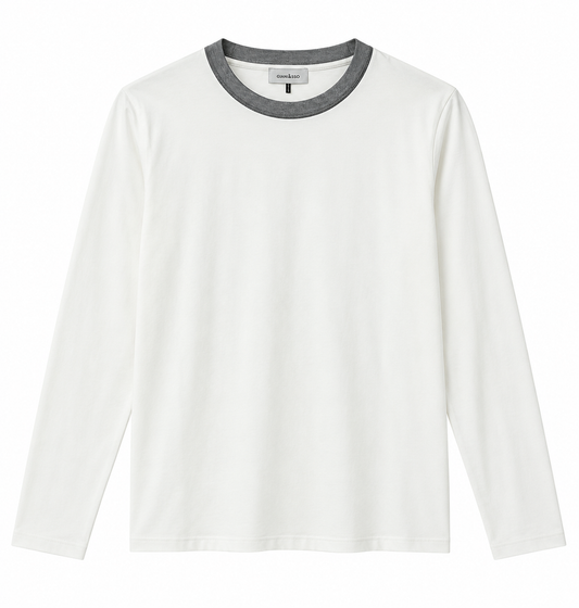 Cream Detailed Crew Neck T-Shirt
