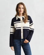 The Navy Cream Colour Block Cardigan