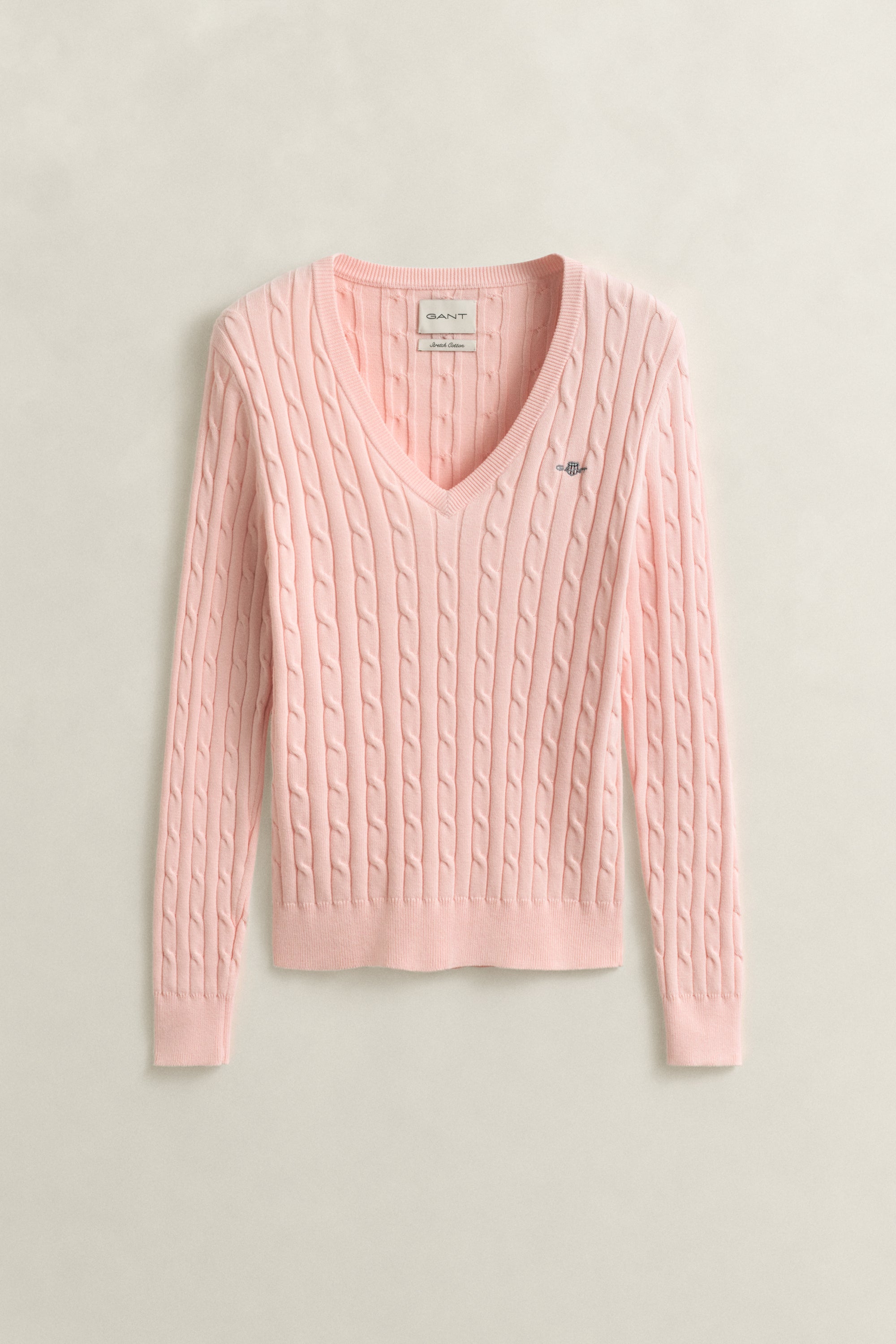 The Stretch Cotton Pink V-Neck Cable