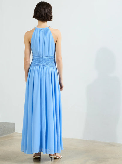 Eden Georgette Halterneck Maxi Dress