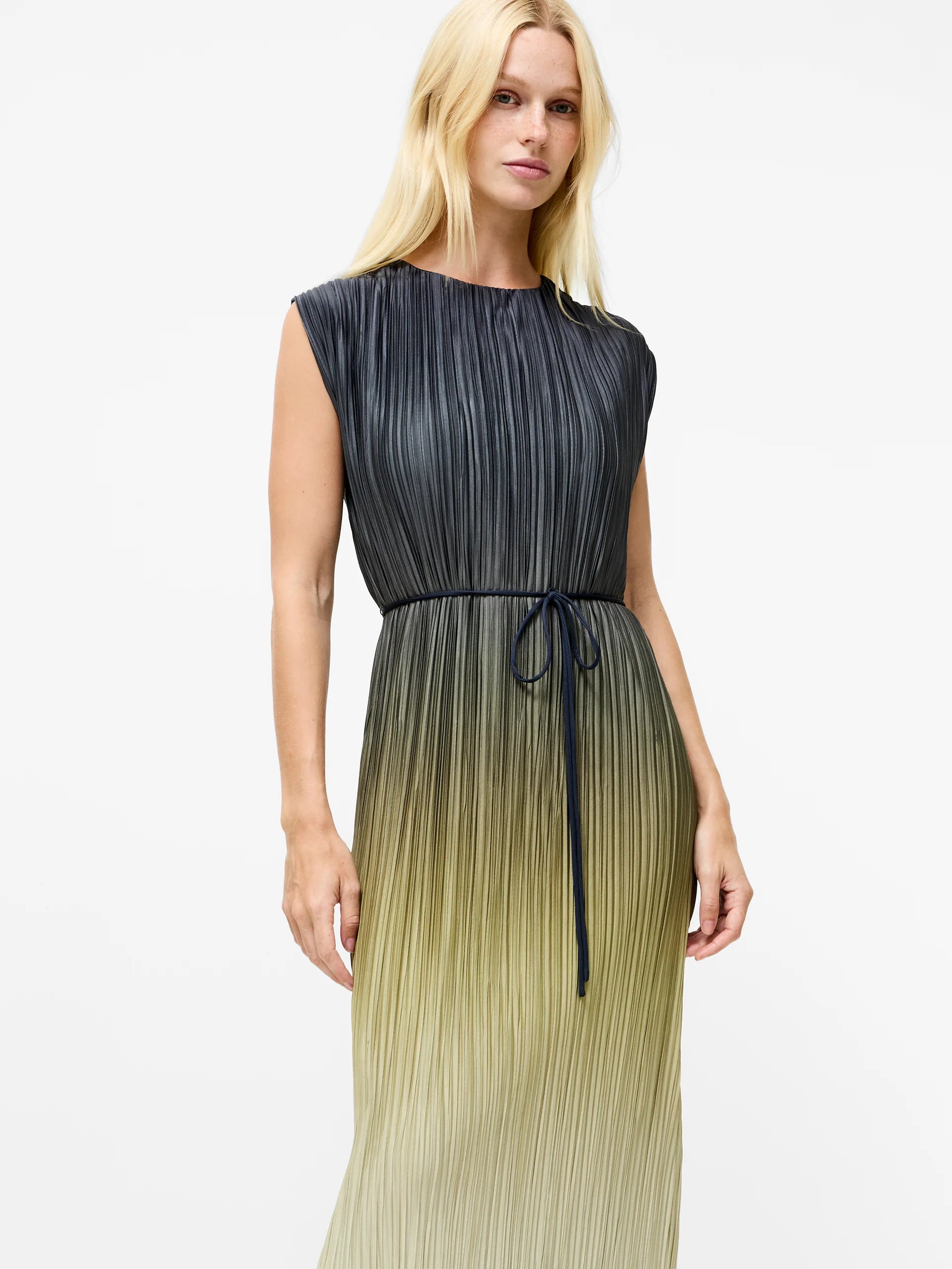Xena Pleated Ombre Midi Dress
