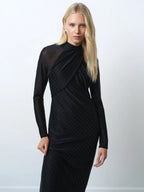 Shosana Hotfix Diamante Wrapover Midi Dress