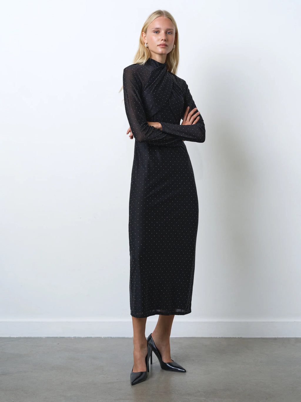 Shosana Hotfix Diamante Wrapover Midi Dress