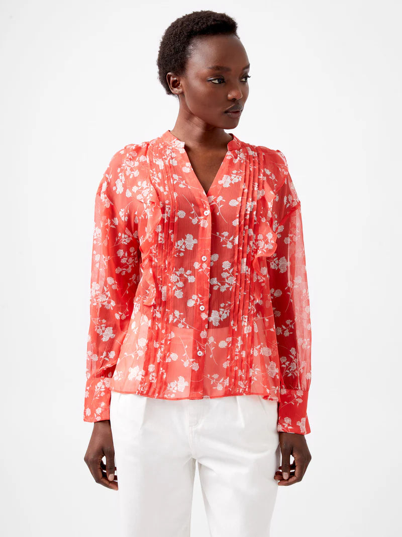 Alessandra Recycled Cayenne Red Crinkle Blouse