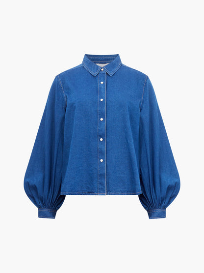 Zaves Chambray Balloon Sleeve Shirt