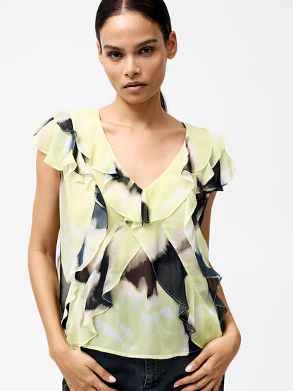 Natalie Eminia Chiffon Ruffle Top