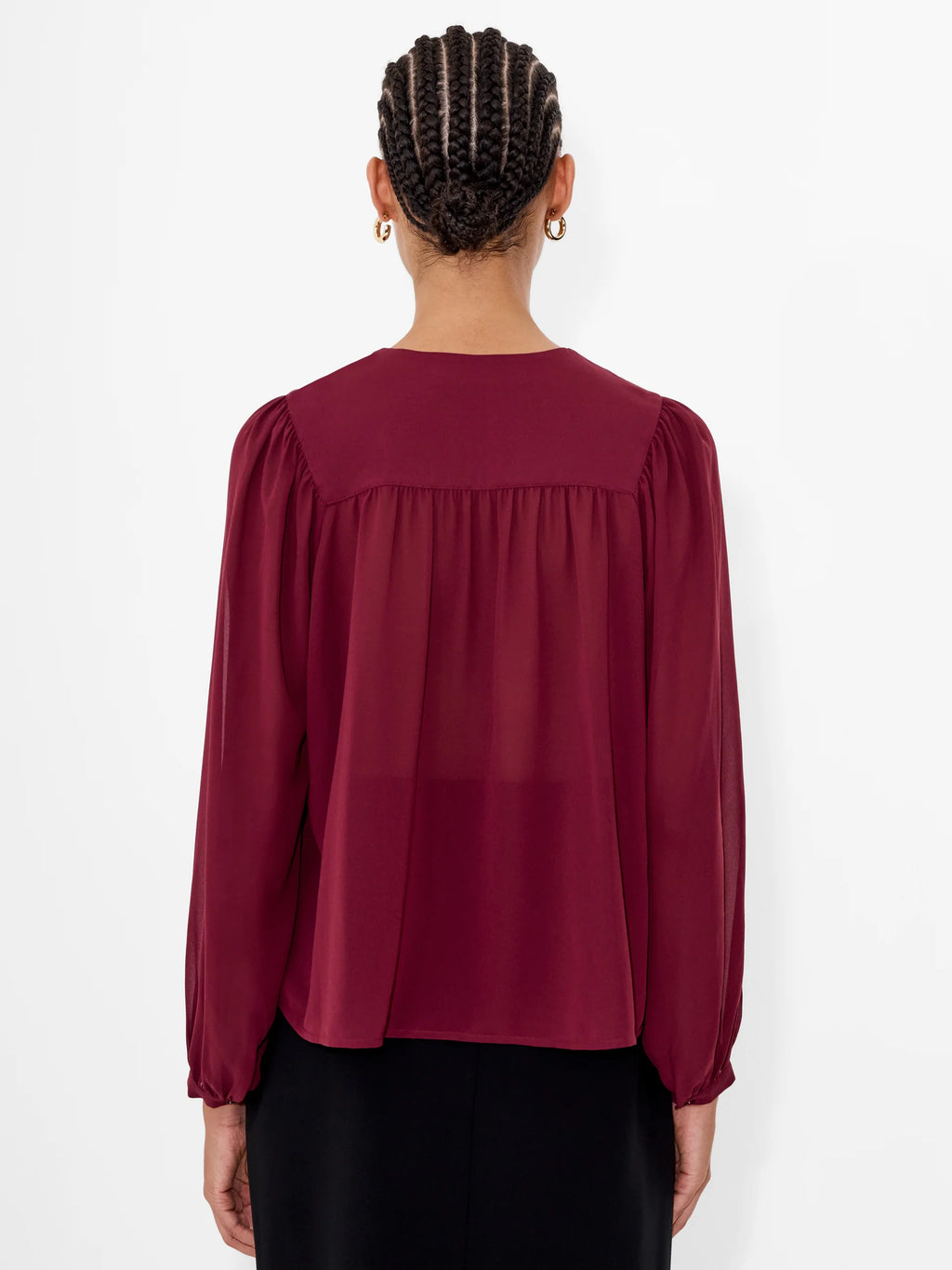 The Eden Wesley Balloon Sleeve Burgundy Blouse