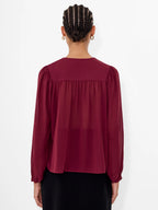 The Eden Wesley Balloon Sleeve Burgundy Blouse
