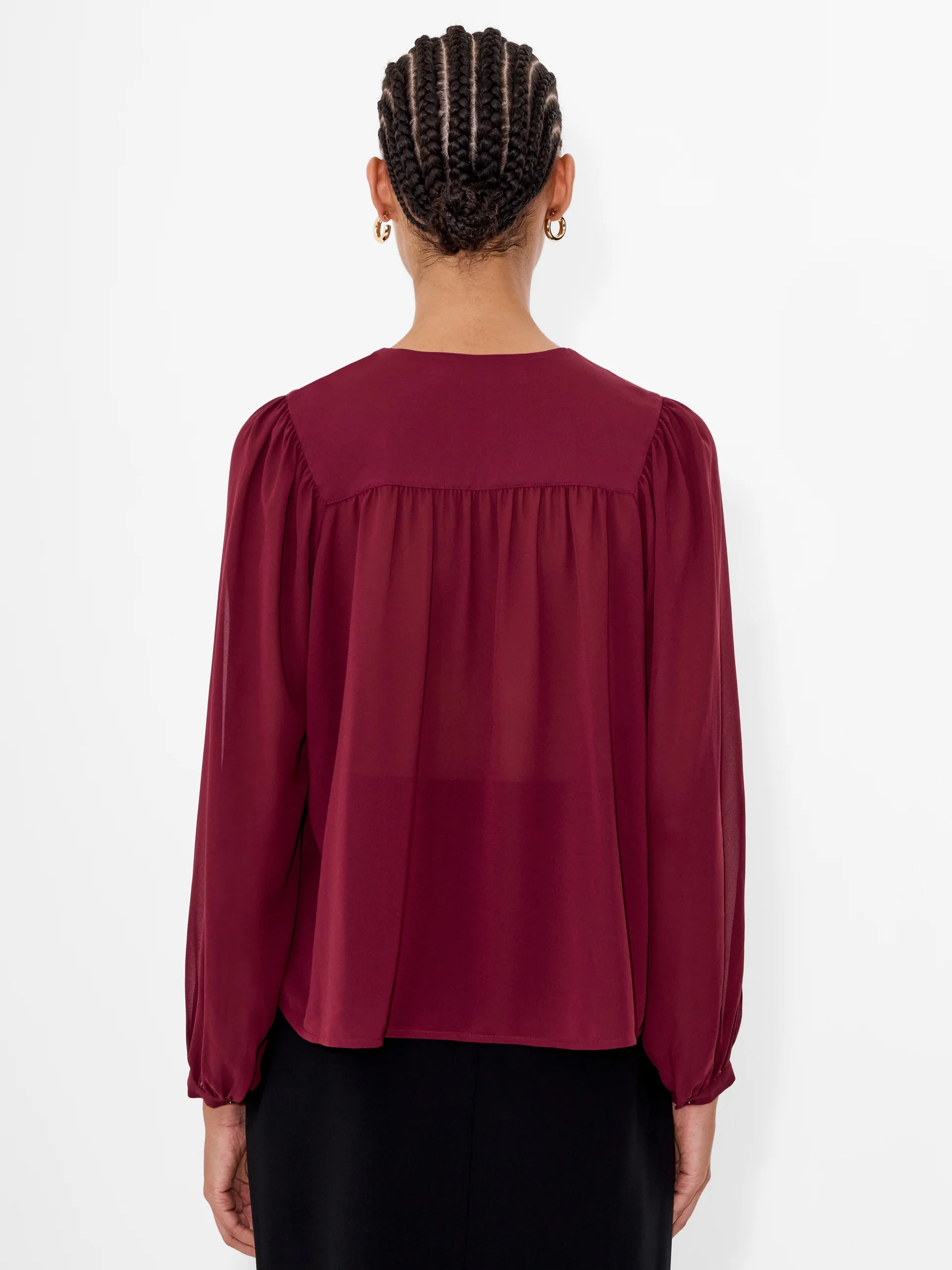 The Eden Wesley Balloon Sleeve Burgundy Blouse
