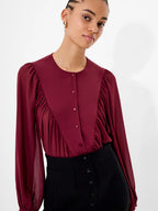 The Eden Wesley Balloon Sleeve Burgundy Blouse