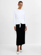 Arezzo Long Sleeve Waist White Tie Shirt