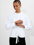 Arezzo Long Sleeve Waist White Tie Shirt