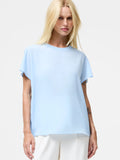 Crepe Light Crew Neck Blue Top