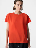 Crepe Light Crew Neck Orange Top