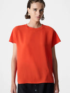 Crepe Light Crew Neck Orange Top