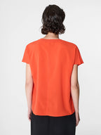 Crepe Light Crew Neck Orange Top