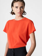 Crepe Light Crew Neck Orange Top