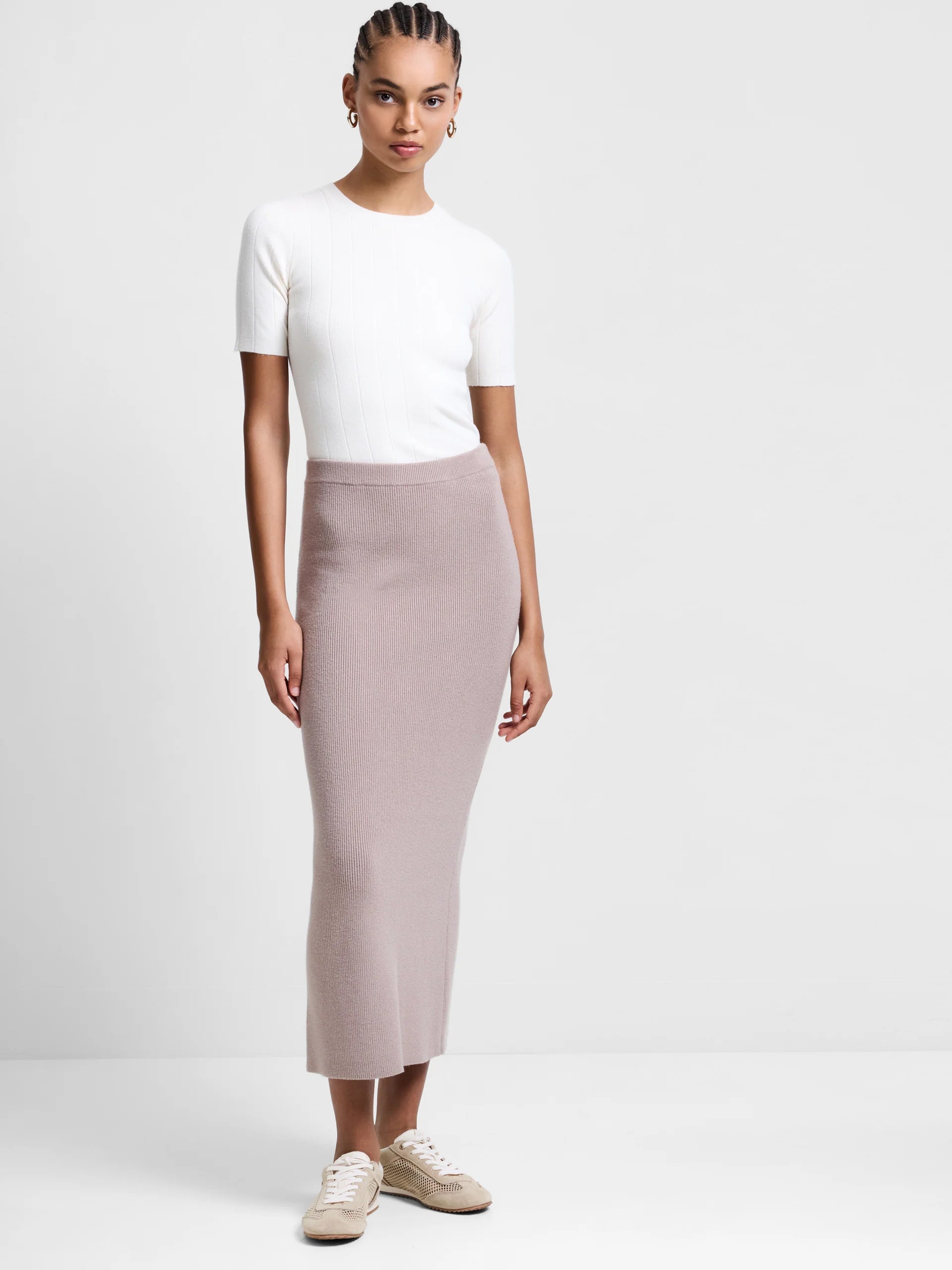 Ava Knitted Straight Midi Skirt