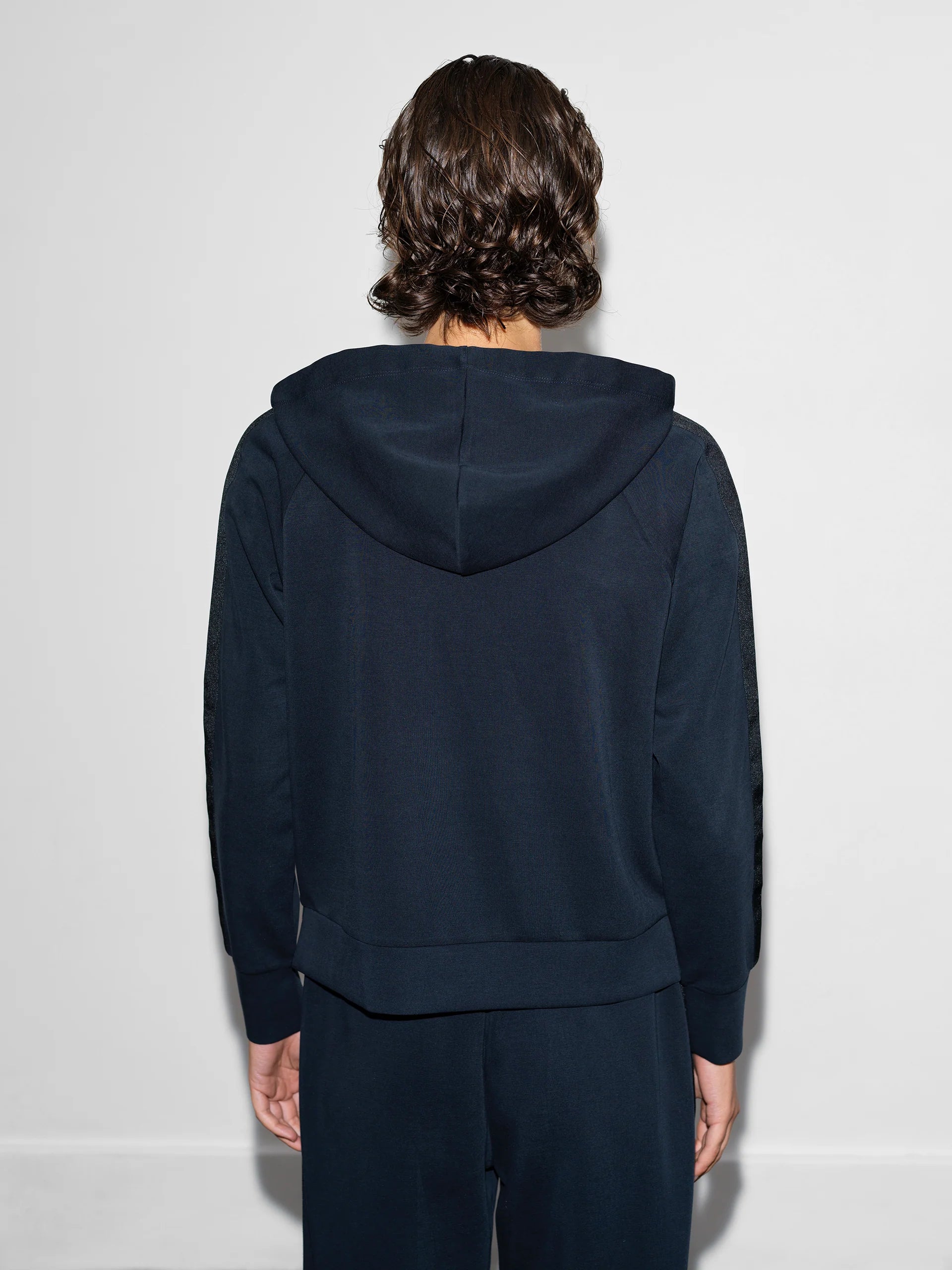 Wren Sleeve Trim Detail Navy Hoodie