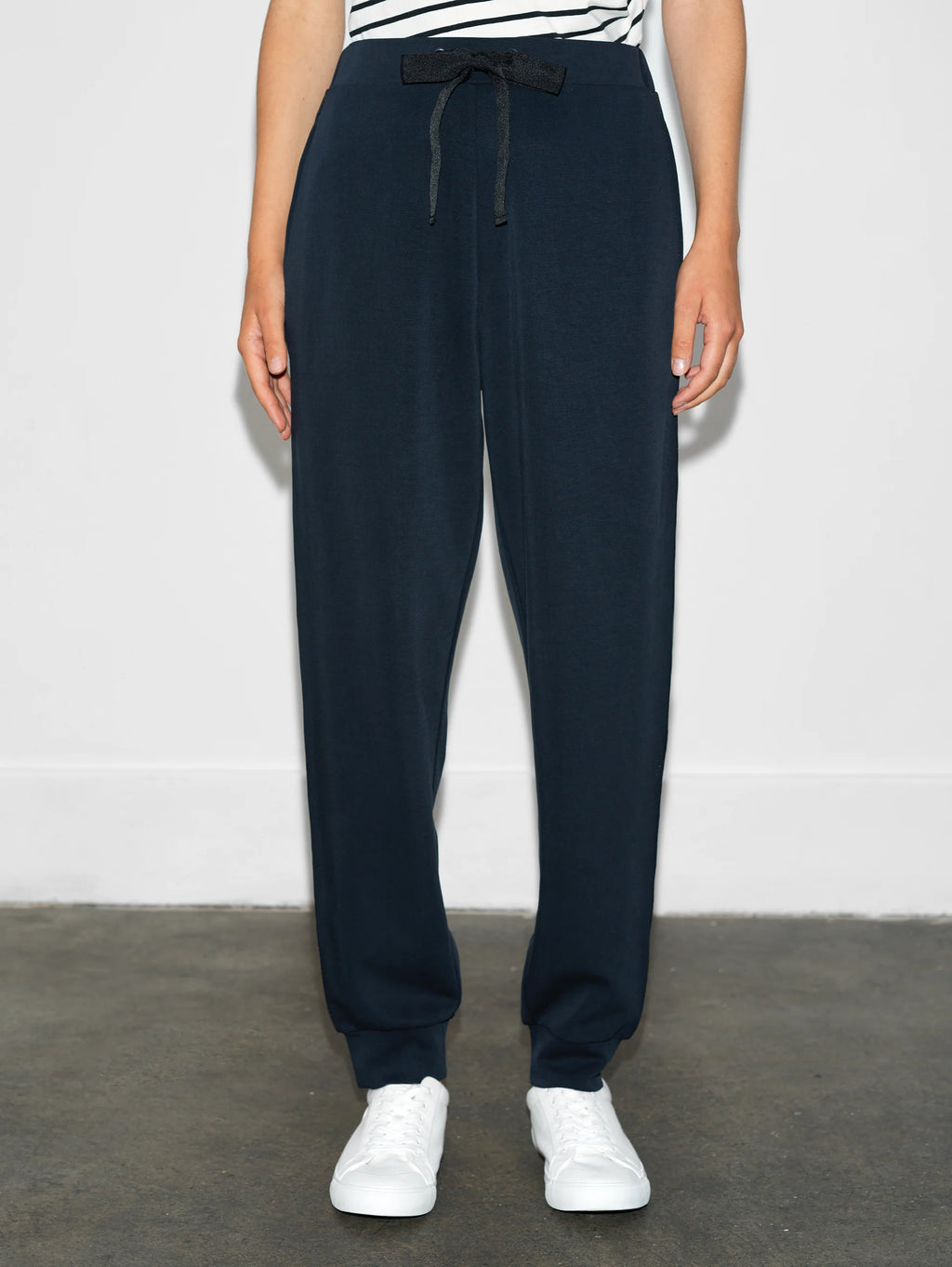 Wren Side Trim Tie Waist Navy Trousers
