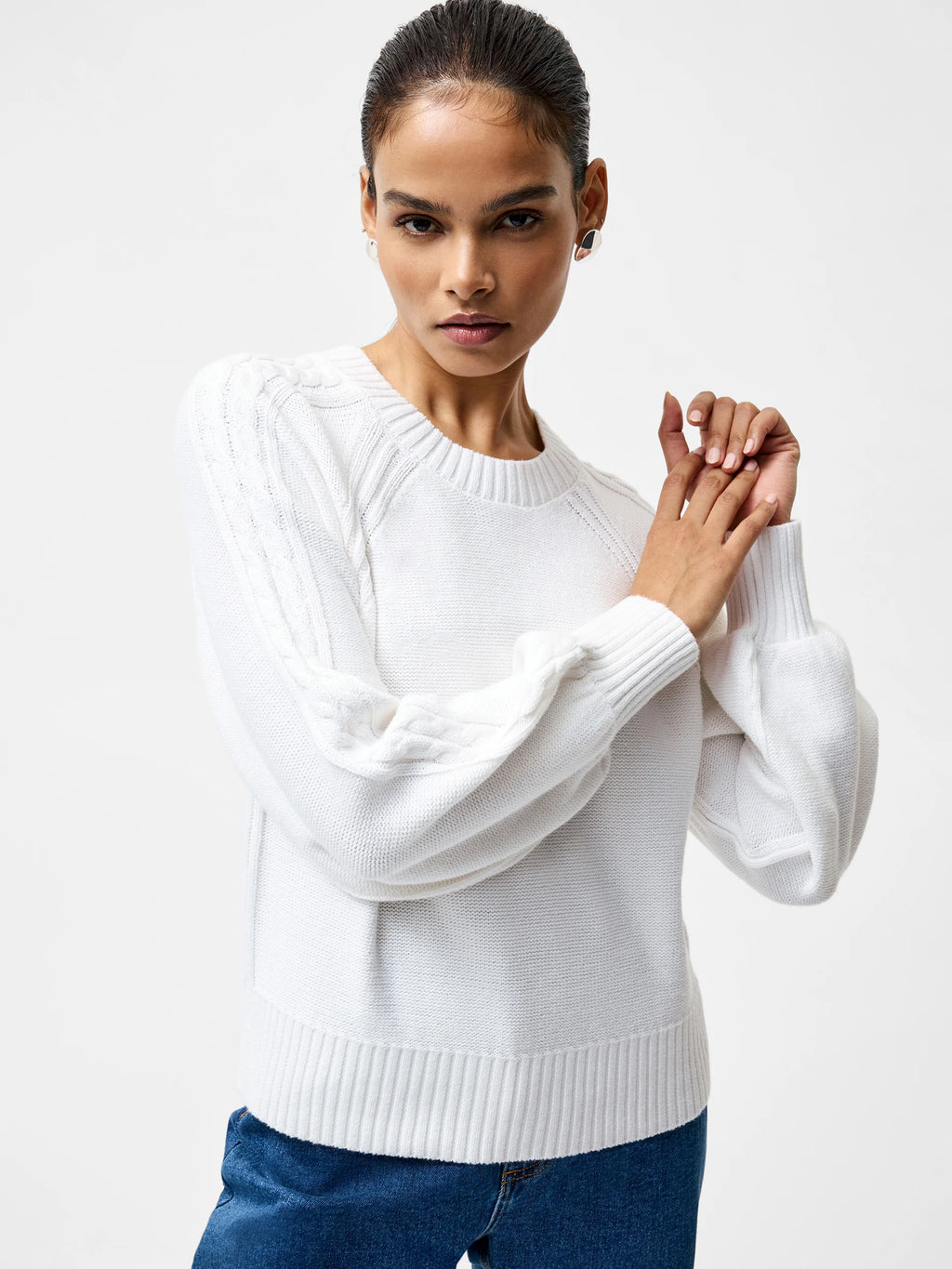 Lily Cable Knit Balloon Sleeve Jumper