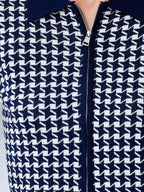 Gloria Jacquard Knit Zip Up Cardigan