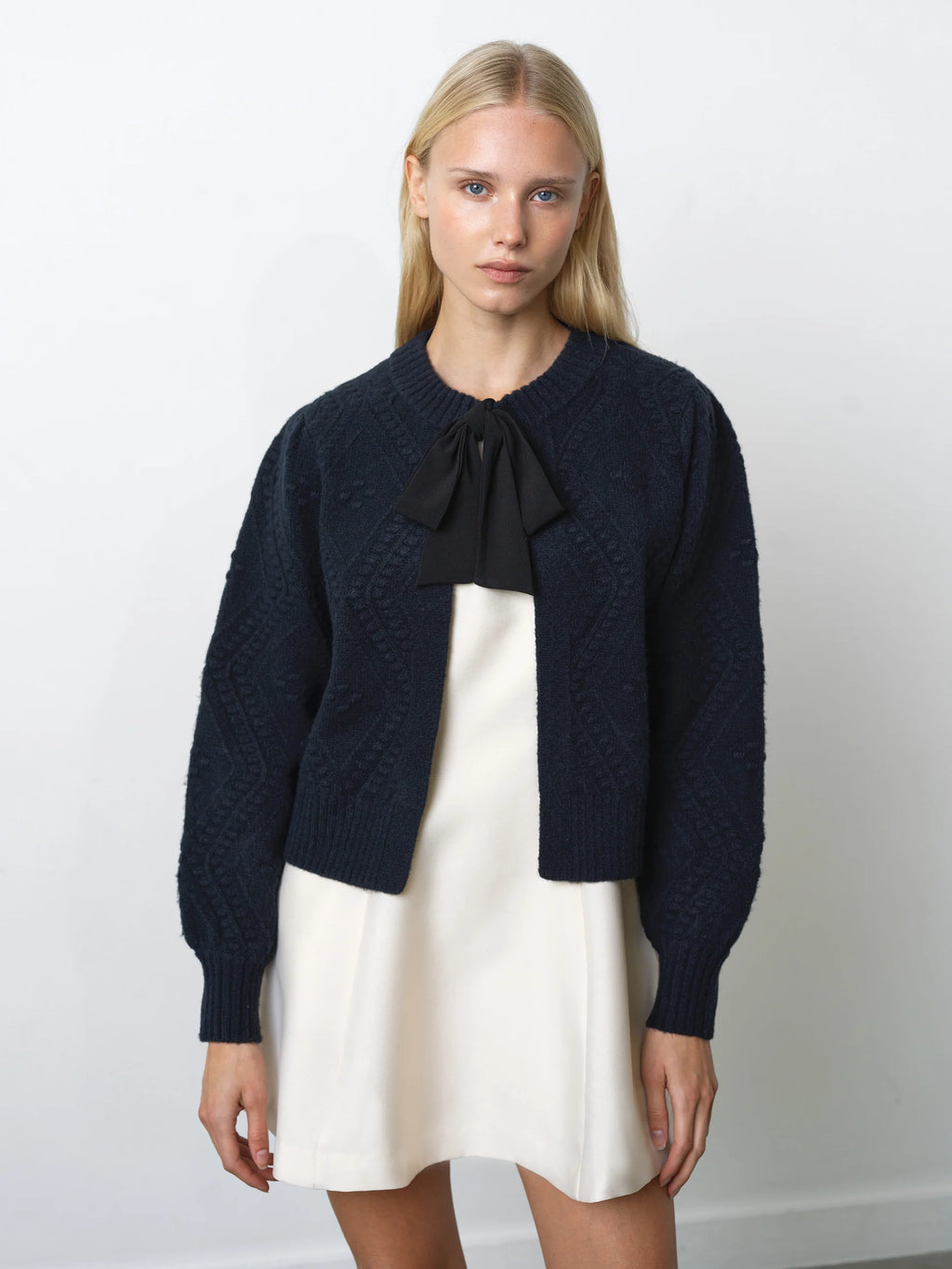 Kitty Recycled Bobble Bow Cardigan