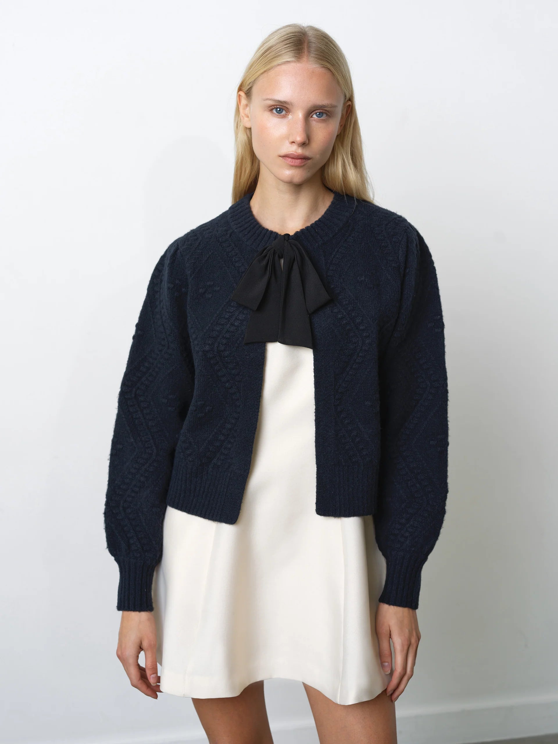 Kitty Recycled Bobble Bow Cardigan
