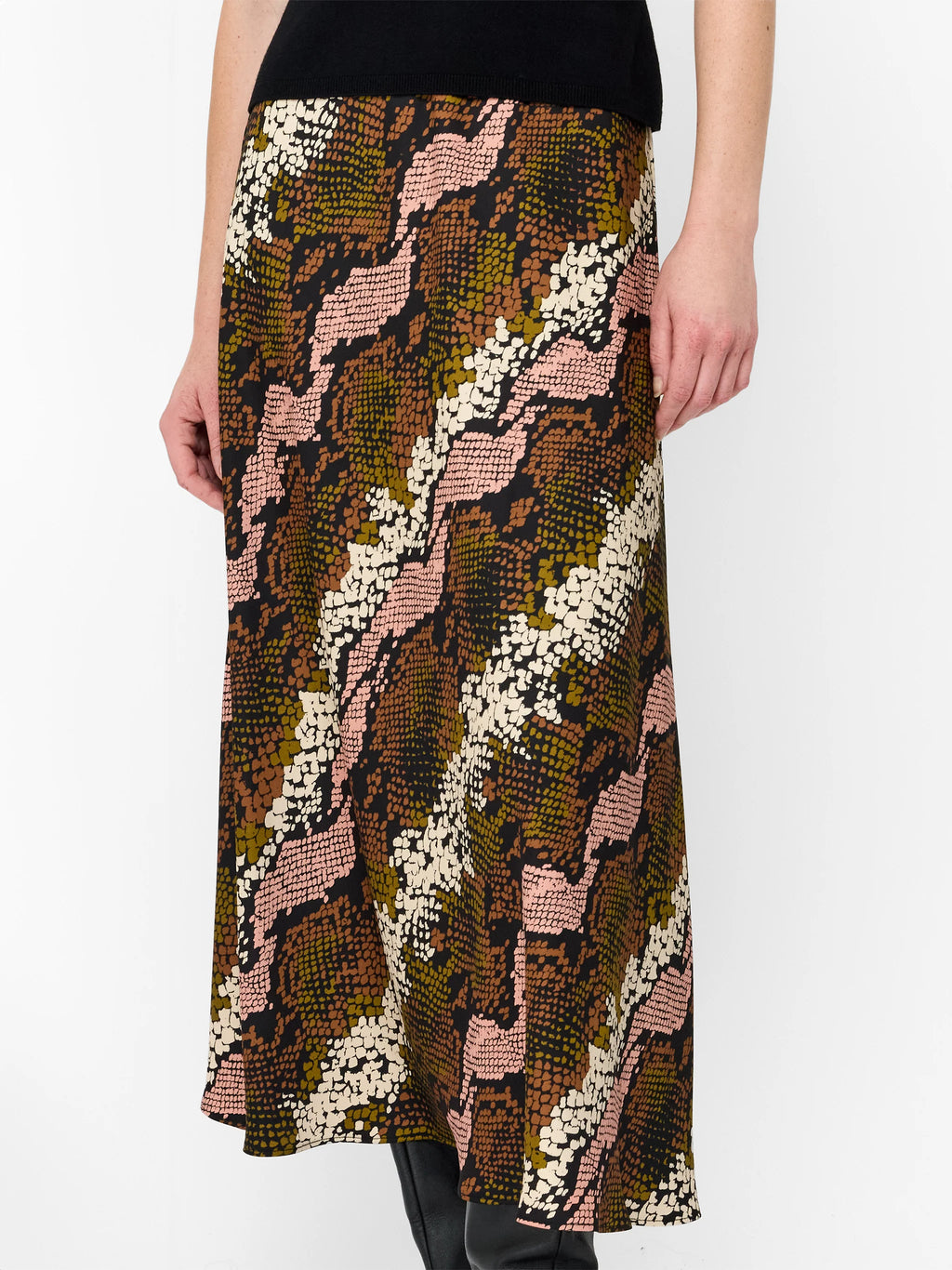 Lola Snake Print Satin Maxi Skirt