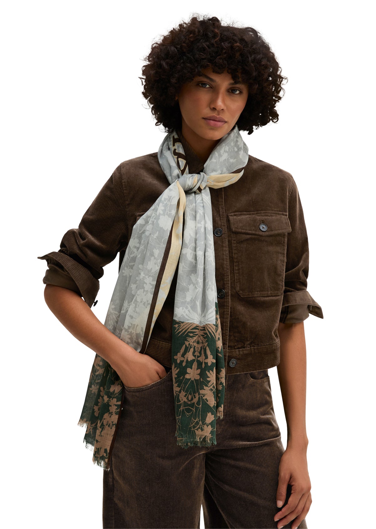MOP Grey & Green Multi Soft Scarf
