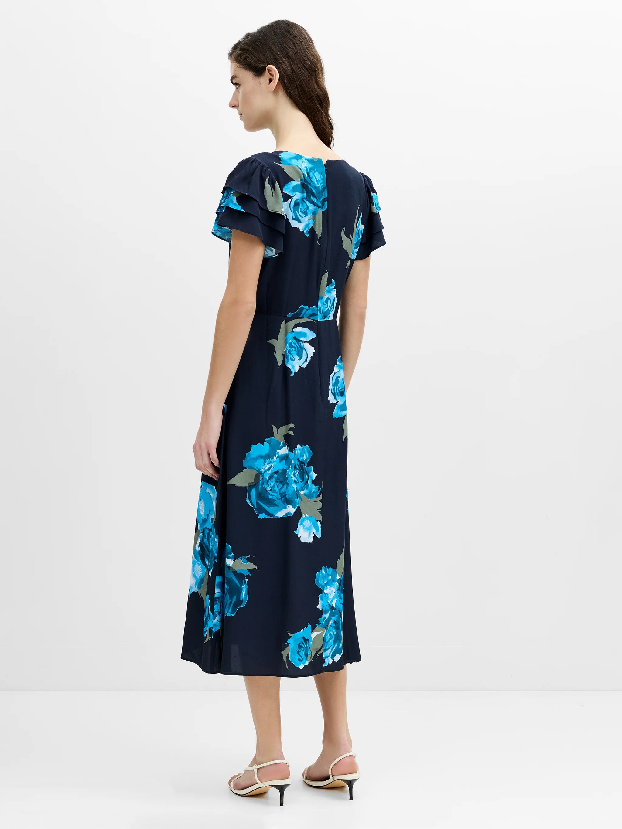 Lara Blue Floral Midi Tea Dress