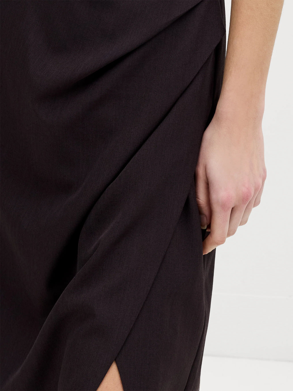 Carley Brown Sleeveless Draped Midi Dress