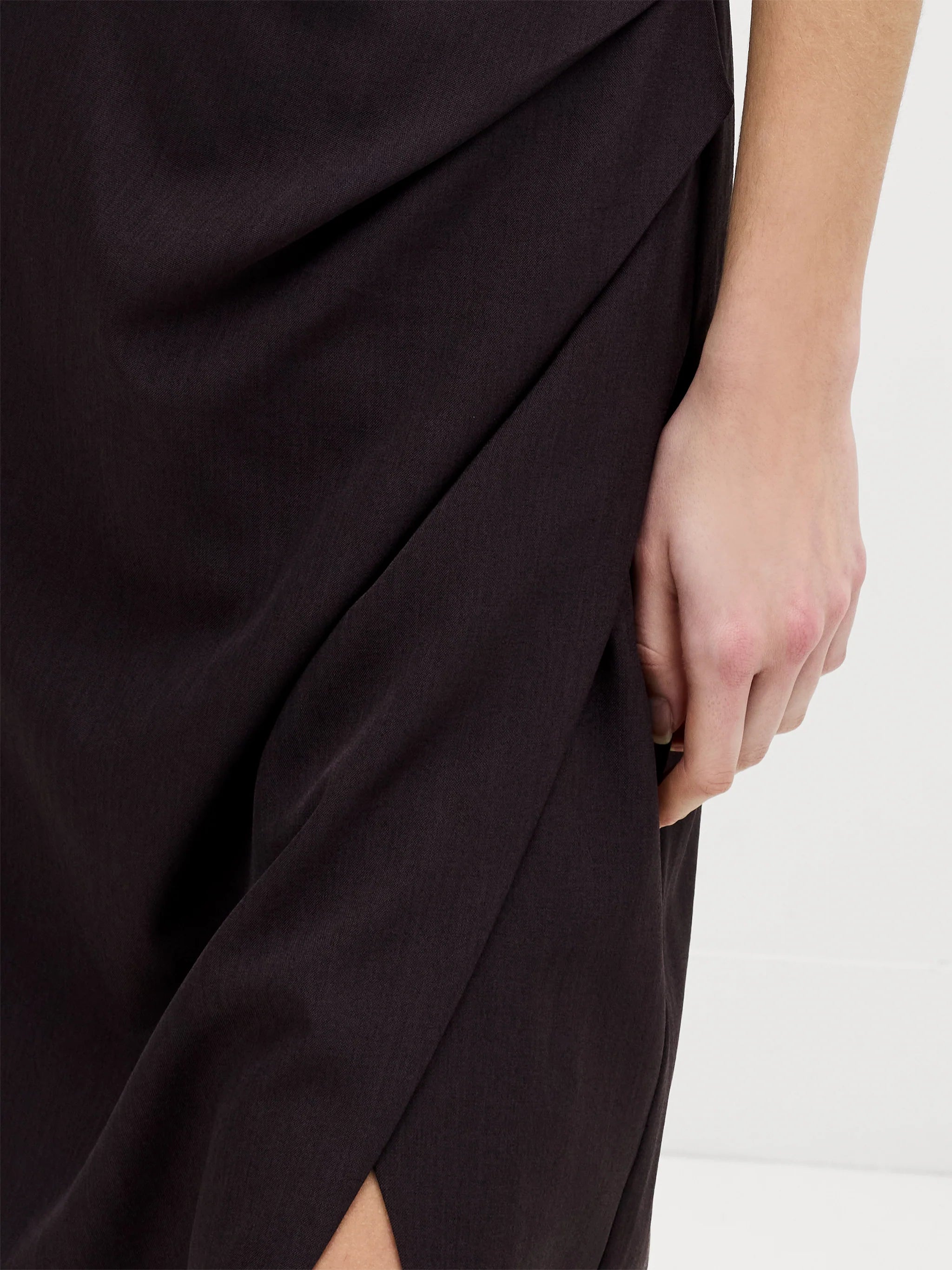Carley Brown Sleeveless Draped Midi Dress
