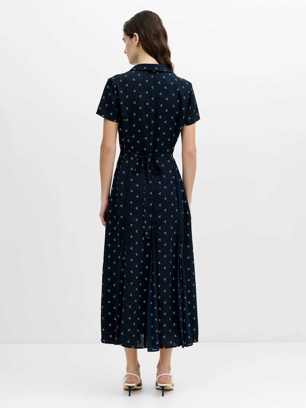 Mila Geo Printed Dark Blue Midi Shirt Dress