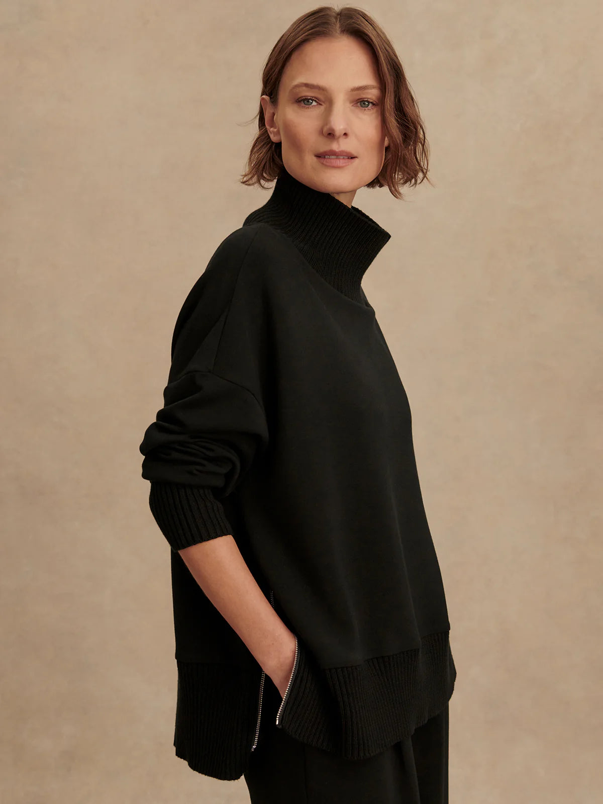 The Barker High Neck Black Sweat
