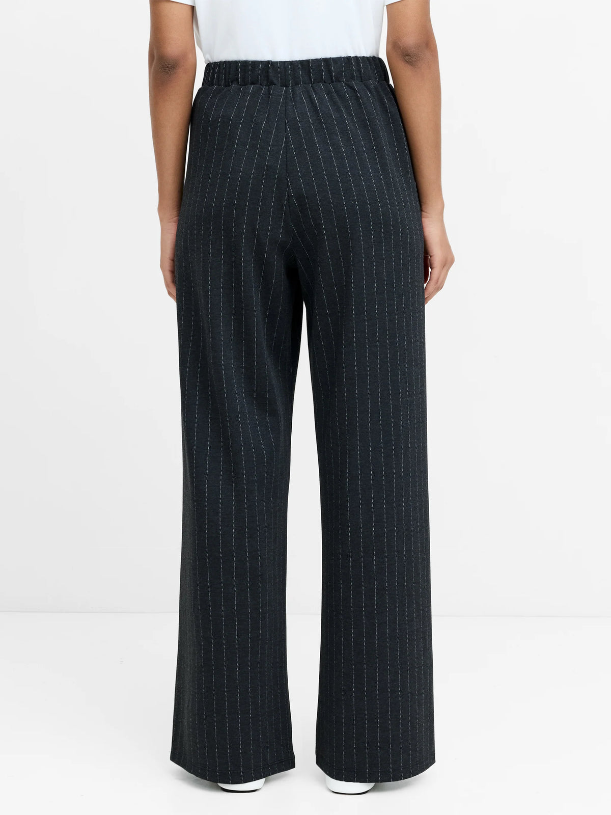 Sarai Grey Pinstripe Pull-On Wide Leg Trousers
