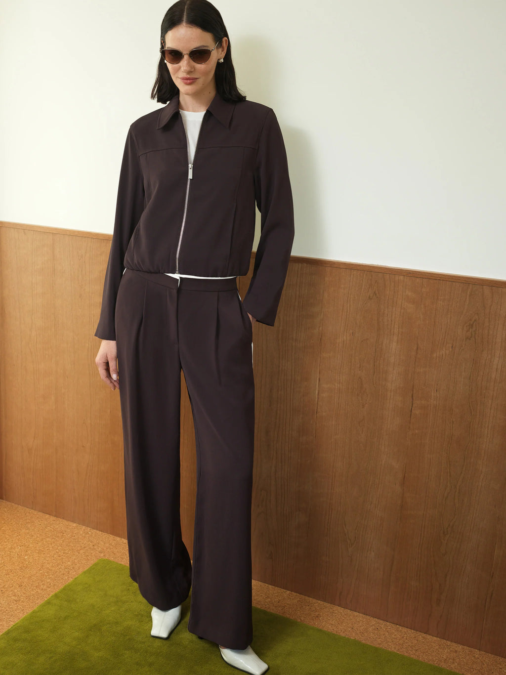 Vinnie Tailored Brown Zip Through Blouson Jacket