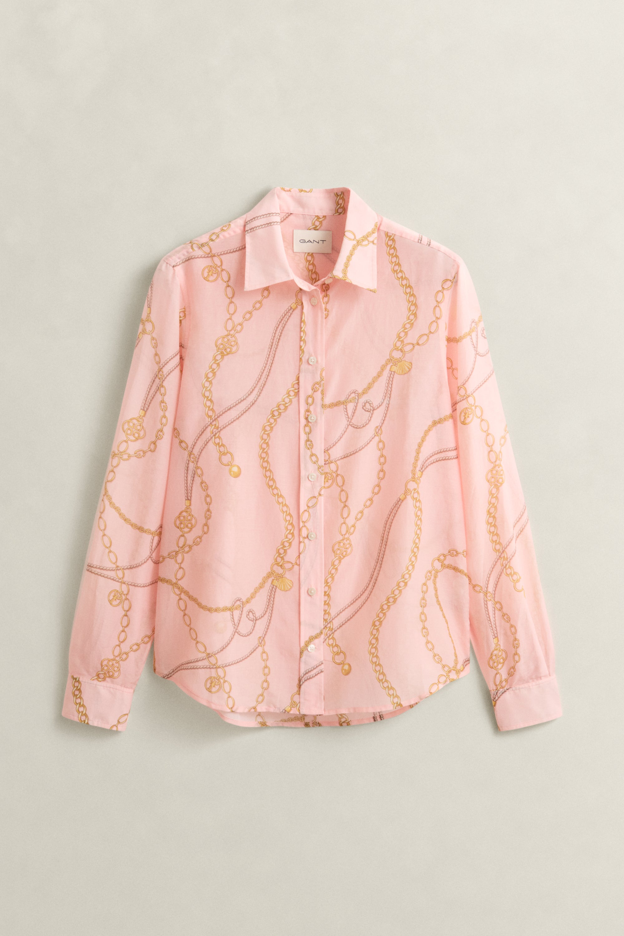 Printed Cotton Silk Chain Pink Blouse