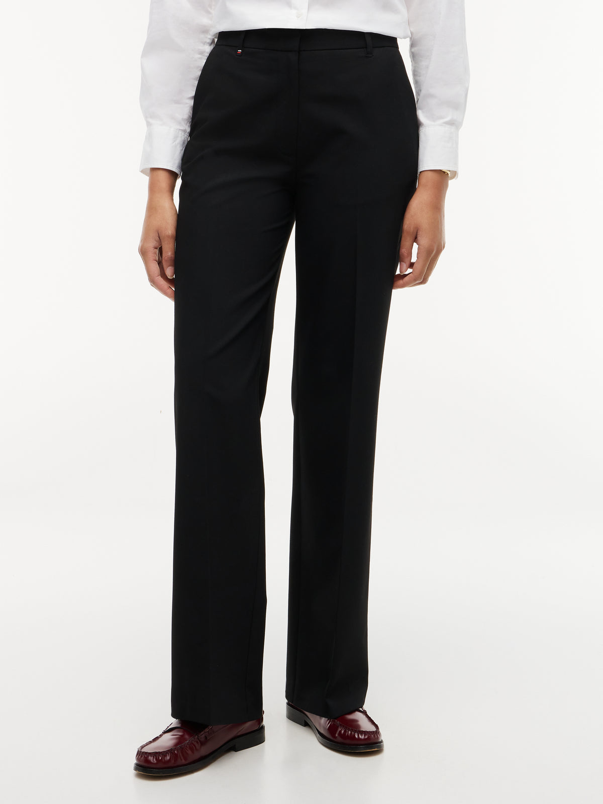 Viscose Blend Black Straight Trousers