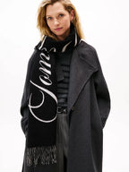 Pure Wool Script Black Logo Scarf