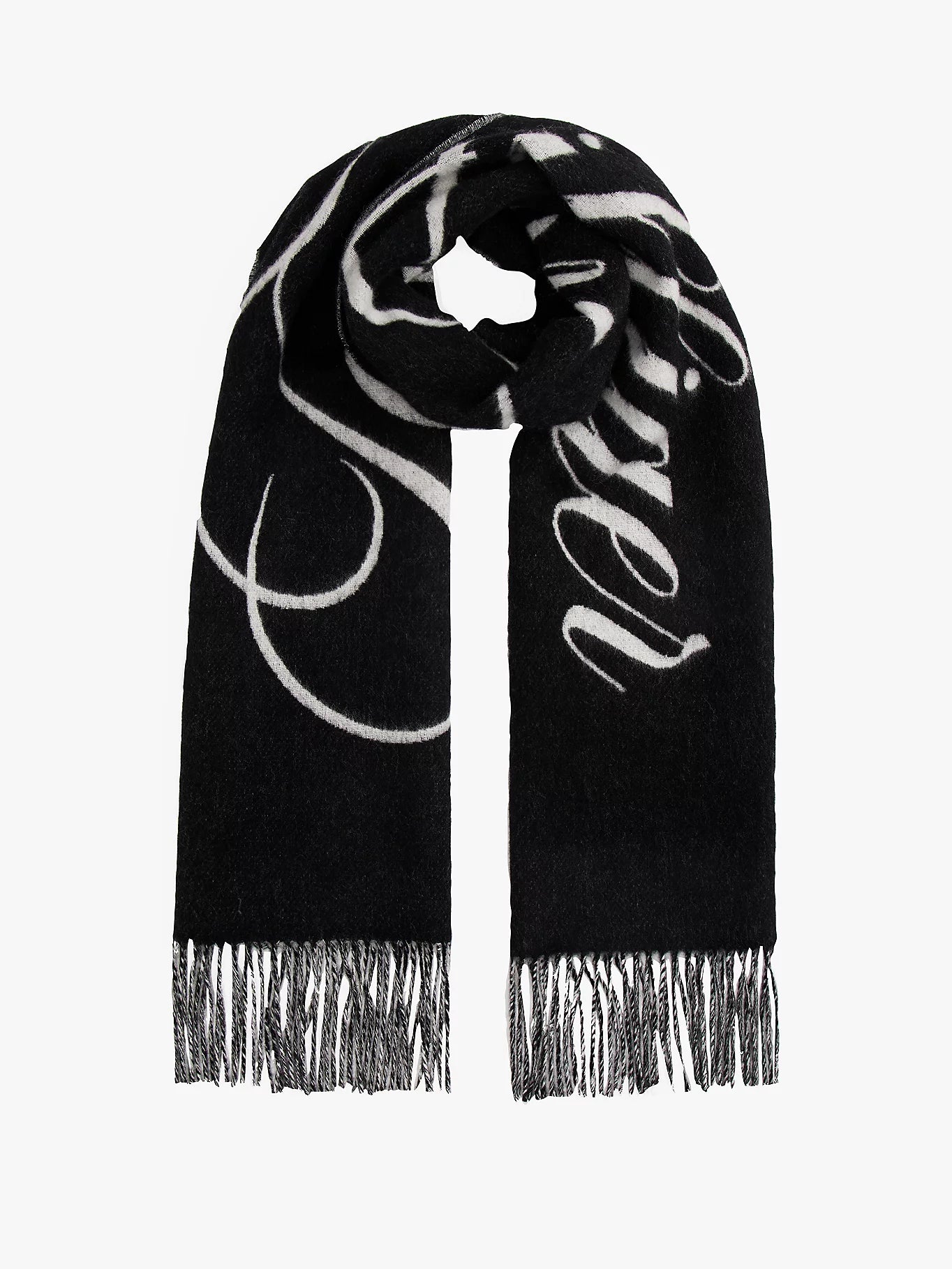 Pure Wool Script Black Logo Scarf
