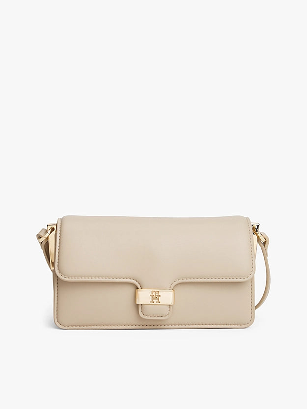 Heritage Flap Closure Cream Crossbody Bag