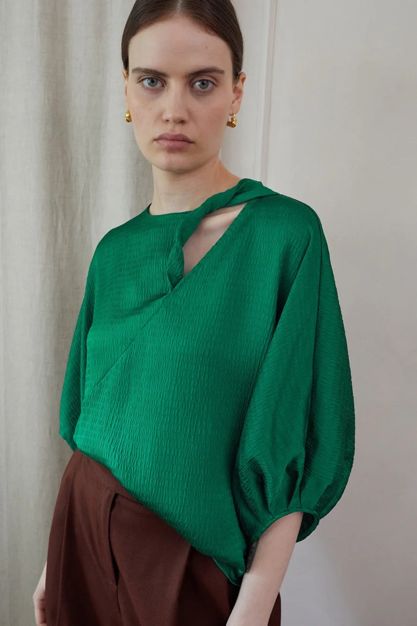 The Green Calloway Knot Blouse